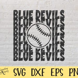 Béisbol de los Blue Devils, Mascota de los Blue Devils, Béisbol escolar de los Blue Devils, Blue Devils, Equipo de los Blue Devils, Cricut, Silueta, SVG, PNG, EPS, DXF