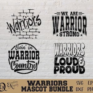 Warriors Mascot Bundle svg, Warriors School Spirit svg, Warriors Cheerleading svg, Warrior Team Gear, Cricut, Silhouette, svg, png, eps dxf