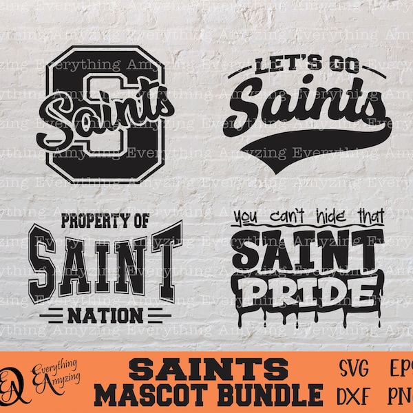 Saints Mascot Bundle svg, Saints School Spirit svg, Saints Cheerleading svg, Saints Team Gear svg, Cricut, Silhouette, svg, png, eps, dxf