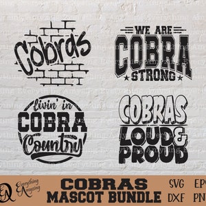 Cobra's mascotte bundel svg, Cobras School Spirit svg, cobra's cheerleading svg, Cobra Team Gear svg, Cricut, silhouet, svg, png, eps, dxf