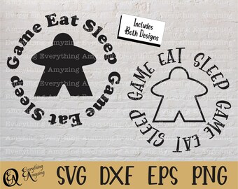 Eat Sleep Game svg, Board Game svg, Meeple svg, Tabletop Board Game svg, Dice svg, Strategy Games, Cricut, Silhouette, svg, png, eps, dxf