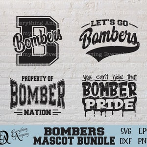 Bombers Mascot Bundle svg, Bombers School Spirit svg, Bombers Cheerleading svg, Bombers Team Gear, Cricut, Silhouette, svg, png, eps, dxf