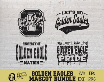 Paquete de mascota de Golden Eagles svg, Golden Eagles School Spirit svg, Golden Eagles Cheerleading svg, Cricut, Silueta, svg, png, eps, dxf