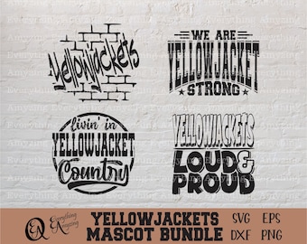 Yellowjackets mascotte bundel SVG, Yellowjacket school geest SVG, Yellowjackets Cheer SVG, team Gear, Cricut, silhouet, SVG, PNG, EPS, DXF