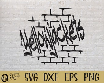 Yellowjackets Graffiti SVG, Yellowjacket mascotte SVG, Yellowjacket geest SVG, middelbare school, team Gear, Cricut, silhouet, SVG, PNG, EPS, DXF
