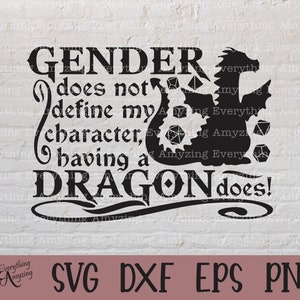 Gender and Dragon svg, Dungeons and Dragons svg, DnD svg, Dice DnD svg, Dungeon Master svg, RPG svg, Cricut, Silhouette, svg, png, eps, dxf