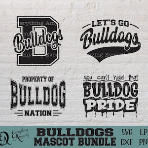 Bulldogs Mascot Bundle svg, Bulldog School Spirit svg, Bulldog Cheerleading, Bulldog High School svg, Cricut, Silhouette, svg, png, eps, dxf