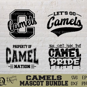 Pacchetto mascotte cammello in formato SVG, cammelli High School in formato SVG, cammelli cheerleader, cammelli Team Gear in formato SVG, cammelli, Cricut, Silhouette, SVG, PNG, EPS, DXF