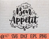 Bon Appetit svg, Cooking svg, Baking svg, Kitchen svg, Kitchen Sign, Potholder svg, Chef, Eat, Food, Cricut, Silhouette, svg, png, eps, dxf