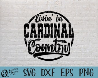 カーディナル カントリー svg、カーディナル マスコット svg、カーディナル スクール スピリット svg、チア svg、チーム ギア svg、クリカット、シルエット、svg、png、eps、dxf