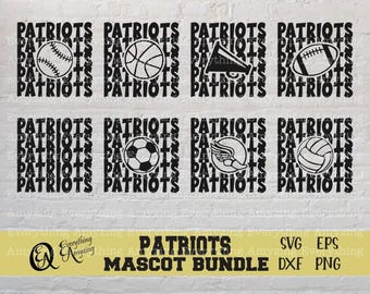 patriots Sports Mascot Bundle svg, patriots Football, patriots Baseball, patriots Cheer, Cheer Mom, Cricut, Silhouette, svg, png, eps, dxf