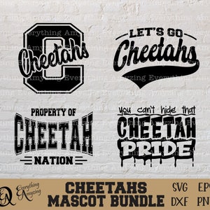 Cheetahs Mascot Bundle svg, Cheetah High School svg, Cheetahs Cheerleading svg, Cheetah Spirit Gear, Cricut, Silhouette, svg, png, eps, dxf