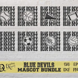 Blue Devils mascottebundel, Blue Devils voetbal, Blue Devils honkbal, Blue Devils Cheer, Cheer Mom, Cricut, silhouet, svg, png, eps, dxf