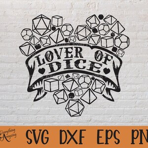 Liebhaber der Würfel svg, Dungeons and Dragons svg, Dungeon Master, RPG, TTRPG, Würfel DnD Love svg, D20 Würfel, Cricut, Silhouette, svg, png, eps, dxf