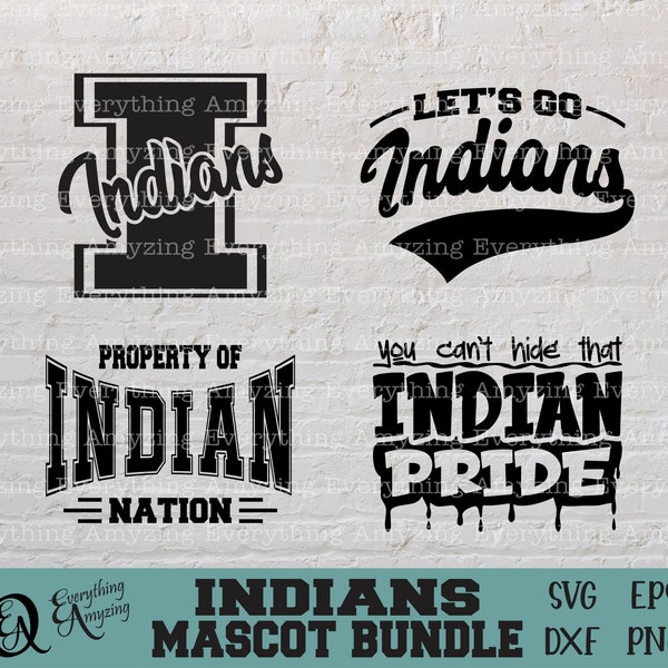 Indians Mascot Bundle svg, Indian School Spirit svg, Indians Cheerleading svg, Indians Team Gear svg, Cricut, Silhouette, svg, png, eps, dxf