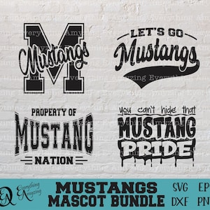 Mustangs Mascot Bundle svg, Mustangs School Spirit svg, Mustangs Cheerleading, Mustangs Team Gear, Cricut, Silhouette, svg, png, eps, dxf