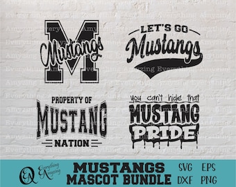 Mustangs Mascot Bundle svg, Mustangs School Spirit svg, Mustangs Cheerleading, Mustangs Team Gear, Cricut, Silhouette, svg, png, eps, dxf