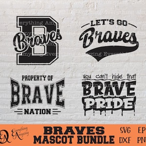 Braves Mascot Bundle svg, Braves School Spirit svg, Braves Cheerleading svg, Braves Team Gear svg, Cricut, Silhouette, svg, png, eps, dxf