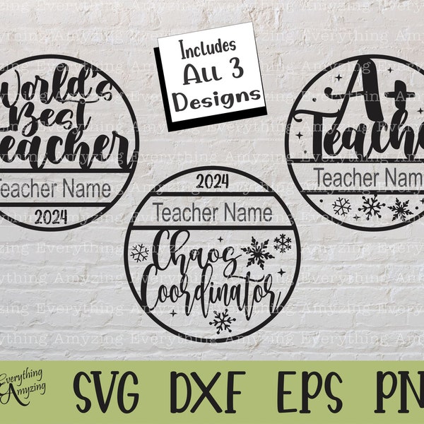 Teacher Ornament svg Bundle, Teacher Gift svg, Custom Teacher Ornament, Circle Teacher Ornament svg, Cricut, Silhouette, svg, png, eps, dxf