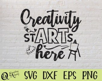 Creativity Starts Here svg, Art svg, Art Teacher svg, Art School, Art Supplies svg, Creative svg, Cricut, Silhouette, svg, png, eps, dxf