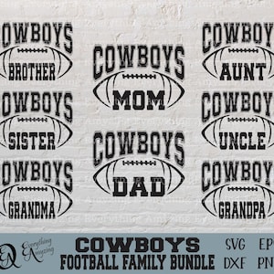 Cowboys voetbal familiebundel svg, voetbal vader svg, cowboys moeder svg, sportfamilie svg, teamuitrusting, Cricut, silhouet, svg, png, eps, dxf