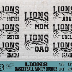 Paquete familiar de baloncesto de los Leones svg, papá de baloncesto svg, mamá de los Leones svg, familia deportiva, equipo de equipo svg, Cricut, silueta, svg, png, eps, dxf