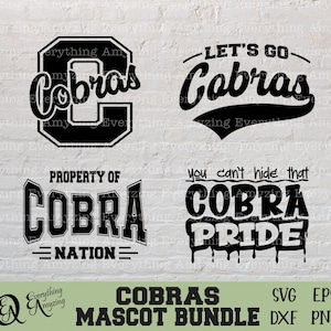 Cobra's mascotte bundel SVG, Cobra's school geest SVG, Cobra's cheerleading SVG, Cobra's team Gear SVG, Cricut, silhouet, SVG, PNG, EPS, DXF