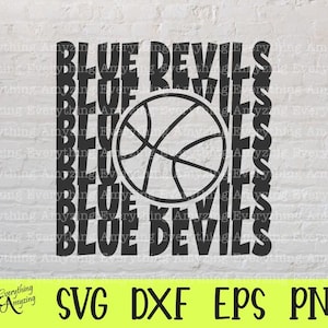 Baloncesto de los Blue Devils, Mascota de los Blue Devils, Escuela de los Blue Devils, Espíritu de los Blue Devils, Equipo de los Blue Devils, Cricut, Silueta, SVG, PNG, EPS, DXF