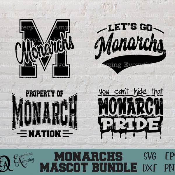 Monarchs Mascot Bundle svg, Monarchs School Spirit svg, Monarchs Cheerleading svg, Monarch Team Gear, Cricut, Silhouette, svg, png, eps, dxf