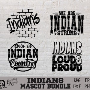 Indians Mascot Bundle svg, Indians School Spirit svg, Indians Cheerleading svg, Indian Team Gear svg, Cricut, Silhouette, svg, png, eps dxf