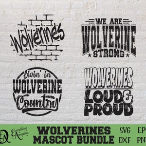Wolverines Mascot Bundle svg, Wolverines School Spirit svg, Wolverines Cheerleading, Team Gear svg, Cricut, Silhouette, svg, png, eps dxf
