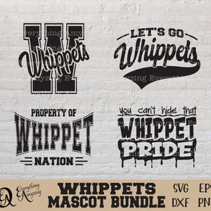 Paquete de mascotas Whippets svg, Whippets School Spirit svg, Whippets Cheerleading svg, Whippets Gear svg, Cricut, Silhouette, svg, png, eps, dxf