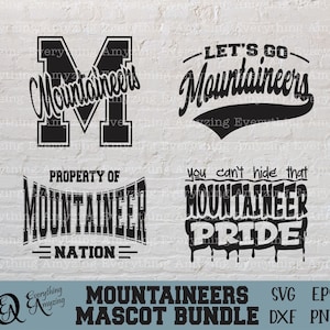 Mountaineers Mascot Bundle svg, Mountaineers School Spirit svg, Mountaineers Cheerleading svg, Cricut, Silhouette, svg, png, eps, dxf