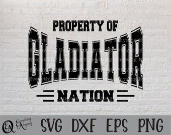 Gladiador Nación svg, Gladiadores Mascota svg, Gladiadores Espíritu Escolar svg, Gladiadores Porristas, Cricut, Silueta, svg, png, eps, dxf