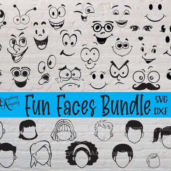 Fun Faces Image Bundle Svg, Cricut Svg Bundle, Silhouette Svg Bundle, Funny Faces Svg Bundle, SVG Silly Faces Bundle, svg, dxf, eps, png
