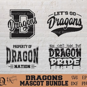 Dragons Mascot Bundle svg, Dragons School Spirit svg, Dragons Cheerleading svg, Dragon Team Gear svg, Cricut, Silhouette, svg, png, eps, dxf