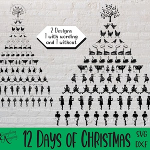 Árvore de 12 dias de Natal Svg, Doze dias de Natal svg, árvore de 12 dias, Impressão de Natal, Cricut Svg, Silhouette Svg, svg, dxf, eps, png