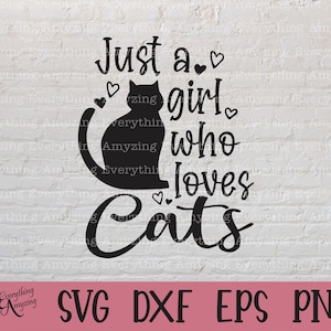 Gewoon een meisje dat houdt van katten svg, huisdier svg, kat svg, bont baby svg, dierenvriend svg, kattenliefhebber, Cricut svg, silhouet svg, svg, png, eps, dxf