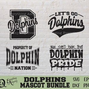 Delfine Maskottchen Bundle svg, Delfine Schule Geist svg, Delfin Cheerleading, Delfine Team Gear svg, Cricut, Silhouette, svg, png, eps, dxf