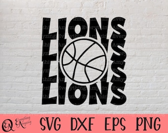 Lions Basketball svg, Lions Mascot, Lions School Basketball, Lions Spirit svg, Lions Team Gear, Cricut, Silhouette, svg, png, eps, dxf