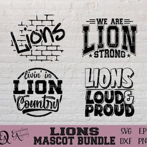 Lions Mascot Bundle svg, Lions School Spirit svg, Lions Cheerleading, Lion Team Gear svg, Lions svg, Cricut, Silhouette, svg, png, eps dxf