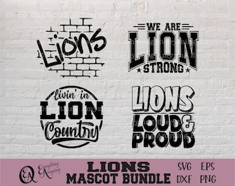 Lions Mascot Bundle svg, Lions School Spirit svg, Lions Cheerleading, Lion Team Gear svg, Lions svg, Cricut, Silhouette, svg, png, eps dxf