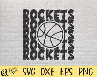 Rockets Basketball svg, Rockets Mascot, Rockets School Basketball, Rockets Spirit, Rockets Team Gear, Cricut, Silhouette, svg, png, eps, dxf