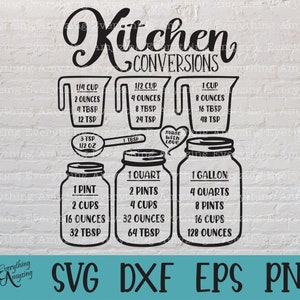 Kitchen Conversion Svg, Baking Svg, Cooking Svg, Kitchen Svg, Measurements, made with love, Cricut Svg, Silhouette Svg, svg, dxf, eps, png