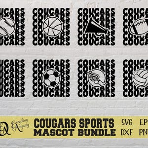 Cougars Sports Mascot Bundle svg, Cougars Football svg, Cougars Baseball, Cougars Cheer, Cheer Mom, Cricut, Silhouette, svg, png, eps, dxf