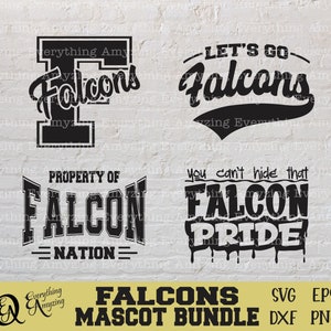 Falcons Maskottchen Bundle svg, Falcons School Spirit svg, Falcons Cheerleading svg, Falcon Team Gear svg, Cricut, Silhouette, svg, png, eps, dxf
