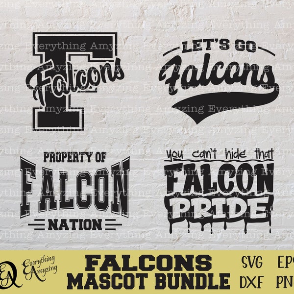 Pakiet maskotki Falcons svg, Duch szkoły Falcons svg, Cheerleading Falcons svg, Sprzęt drużyny Falcon svg, Cricut, Sylwetka, svg, png, eps, dxf