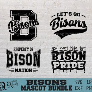 Bison mascotte bundel SVG, Bisons school geest SVG, Bison Cheerleading SVG, Bison team Gear, bizons, Cricut, silhouet, SVG, PNG, EPS, DXF
