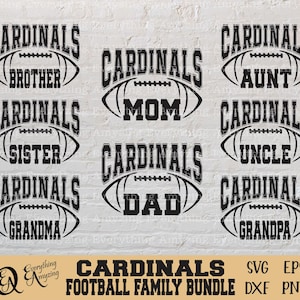 Paquete familiar de fútbol de los Cardinals svg, papá del fútbol svg, mamá de los Cardinals, familia de deportistas svg, equipo de equipo, Cricut, silueta, svg, png, eps, dxf