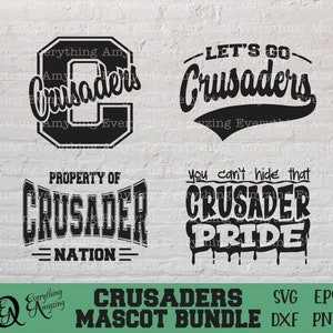 Crusaders Mascot Bundle svg, Crusaders School Spirit svg, Crusaders Cheerleading svg, Crusaders svg, Cricut, Silhouette, svg, png, eps, dxf